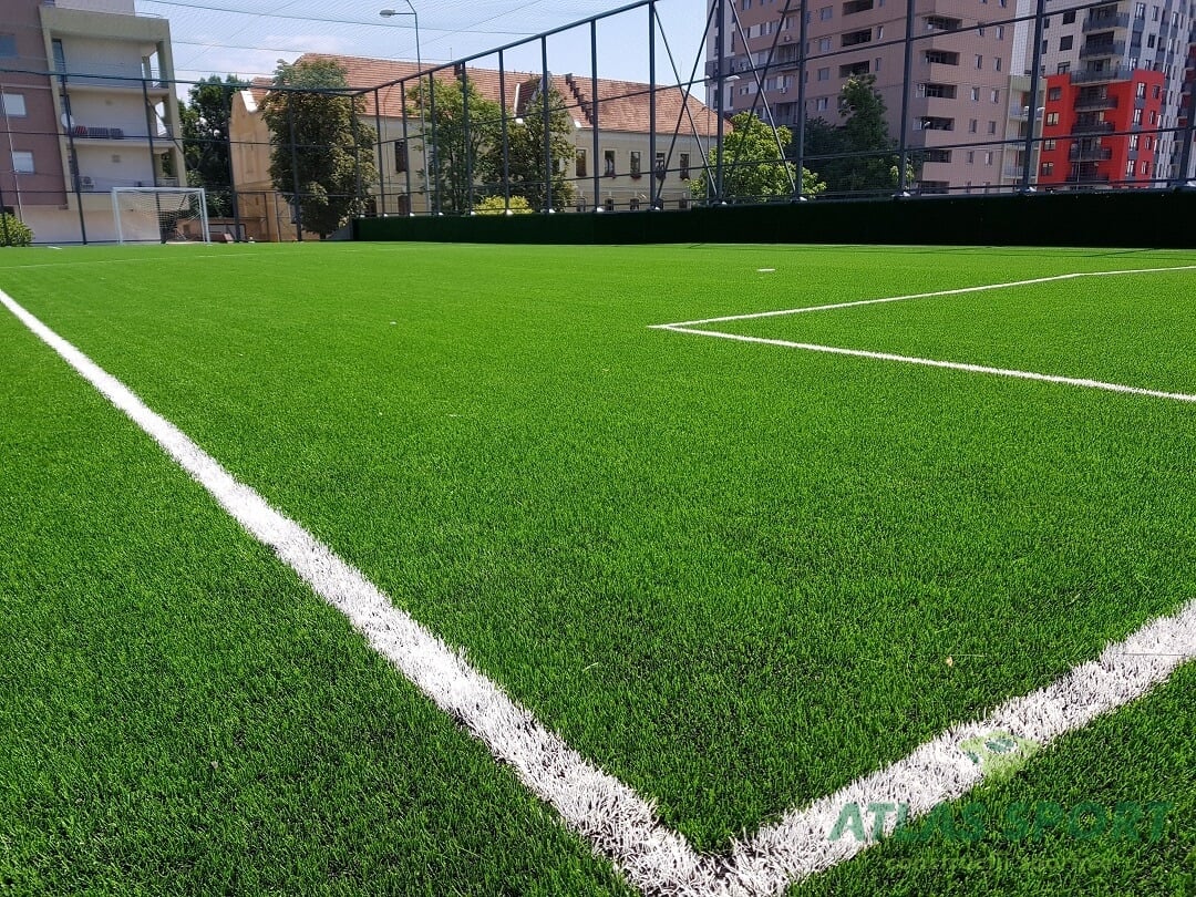 Football field with synthetic turf