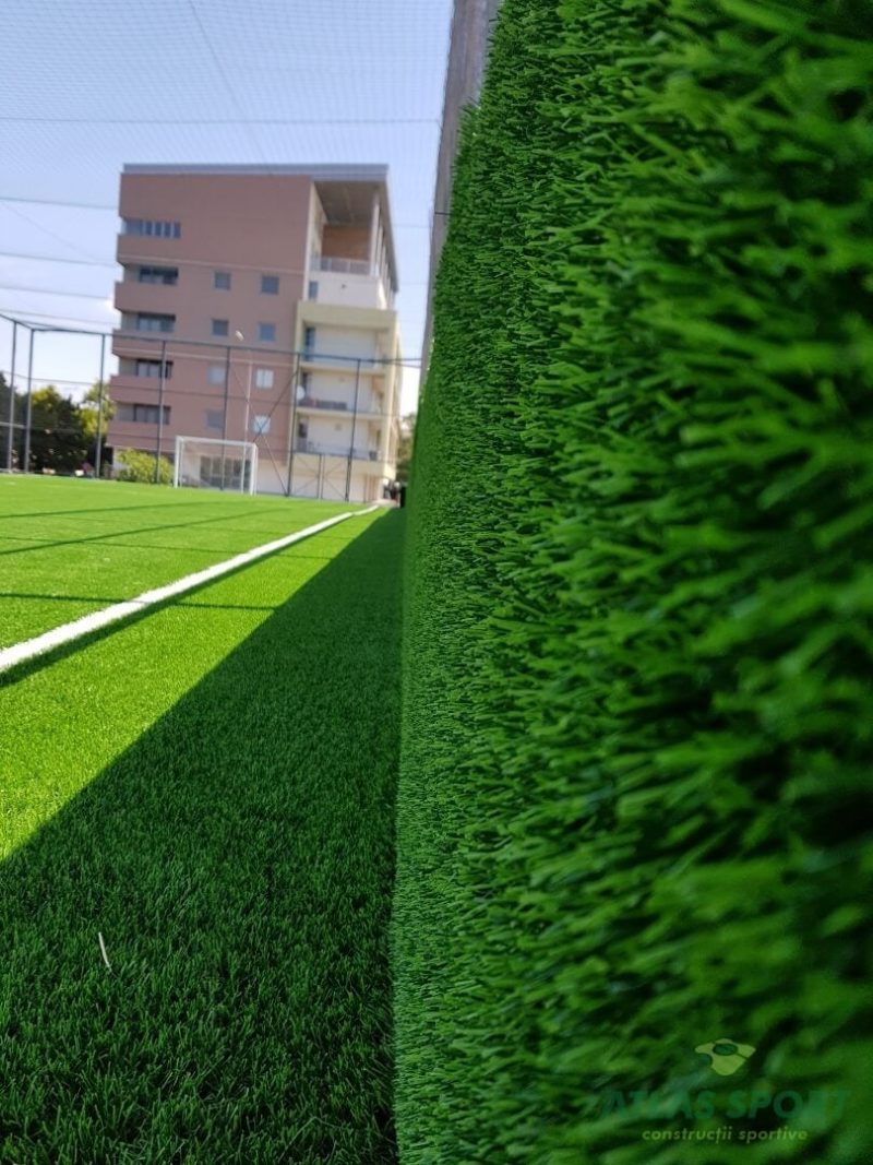 Football field with synthetic turf