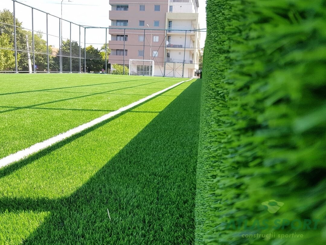 Football field with synthetic turf