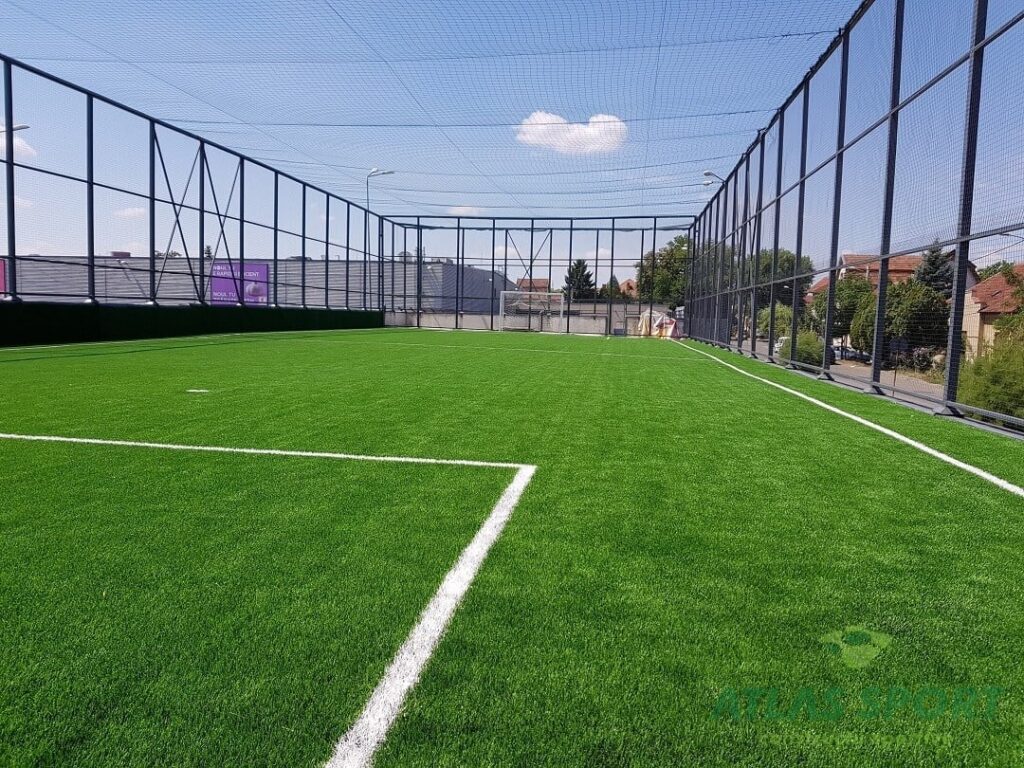 Football field with synthetic turf