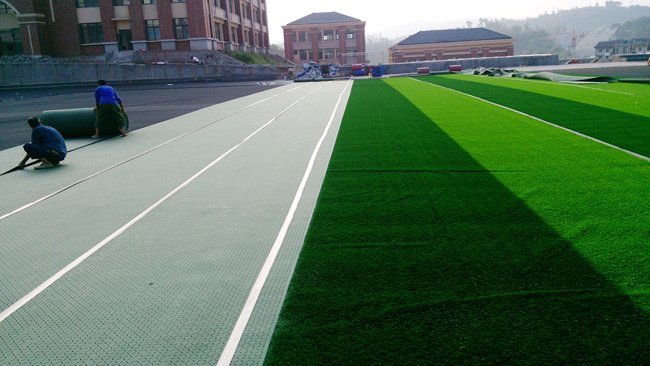 artificial grass field with shock pad underlay1